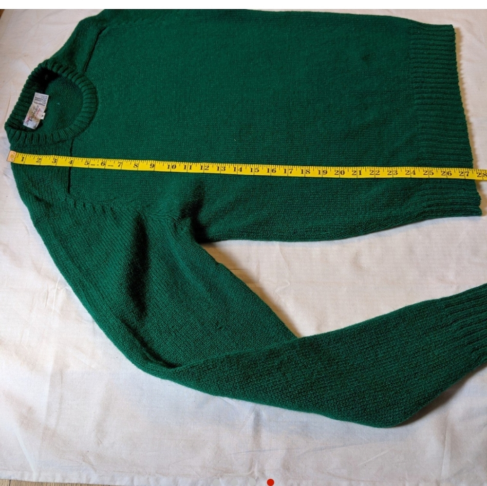 Green Shetland Warm Wool Knit Sweater Jumper